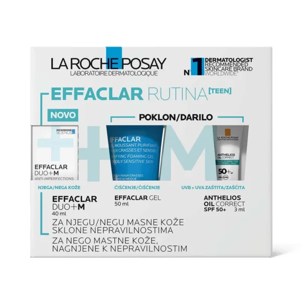 LA ROCHE POSAY set Teen rutina(Effeclar gel 50ml, Duo+M krema 40ml,Anthelios Oil Correct SPF50 3ml)